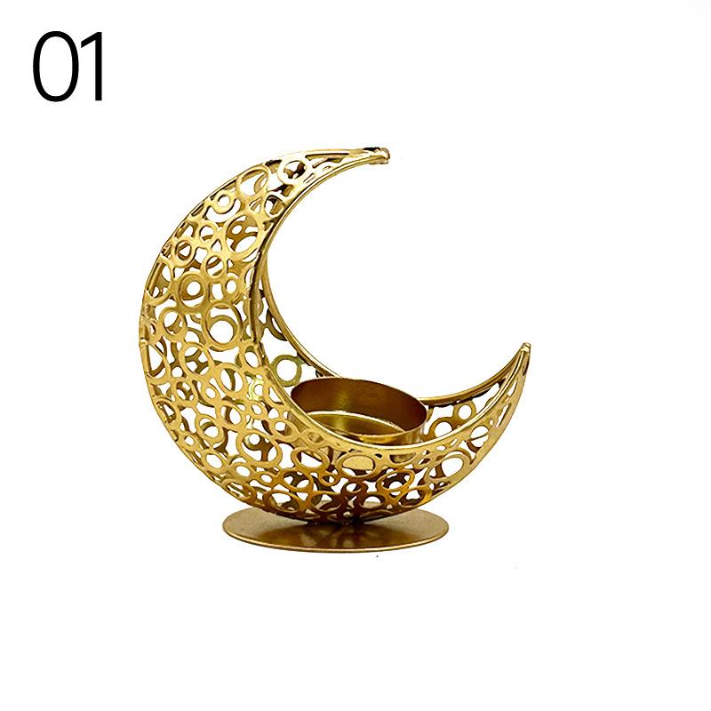 Metal Moon Candle Holder Eid Mubarak Candle Holder Home Islamic Muslim Party Decor Ramadan Candle Stand Eid Mubarak Table Decor