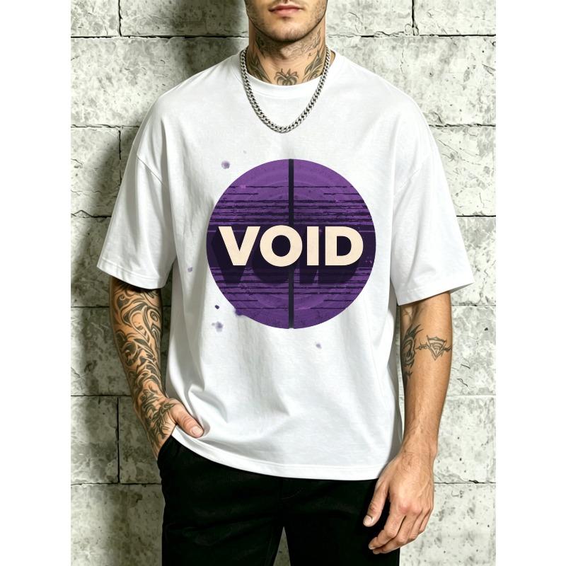 European Sizes Void Pattern Graphic Men'S Crewneck T-Shirt Loose Fit Percent Fashion Versatile Soft Comfortable Fabric Suitable