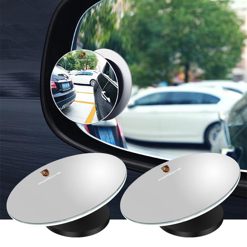 2Pcs 360 Degree Car Blind Spot Rear View Mirror Wide Angle Adjustable For Porsche Boxster Cayenne Panamera Macan Cayman 911 918 996 917 991