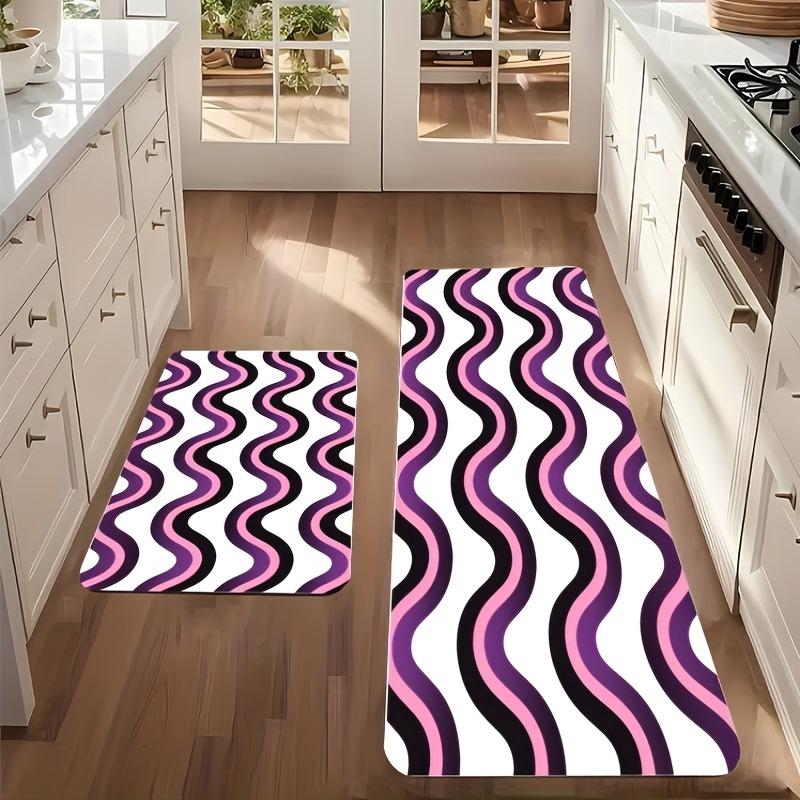 1PC Wave Pattern Kitchen Rug Non-Slip Door Mat Pop design Bathroom Rug Bath Mat Carpet for Home Sink Laundry Decor