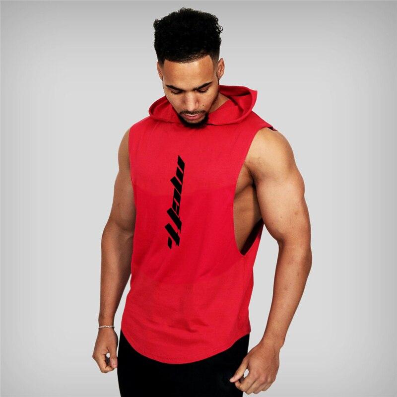 Sommerliches hübsches Streetwear-Tanktop mit Kapuze und Herzausschnitt für Herren, Fitness, Baumwolle, bequem