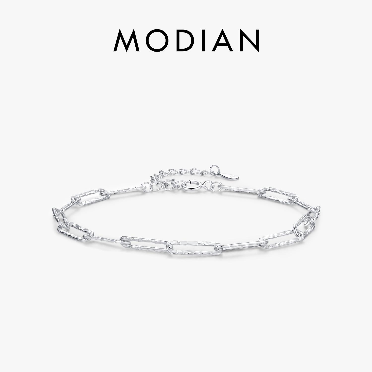 

Modian Настоящее серебро 925 пробы Onregelmatige Golvende Slot Ketting Armbanden Модные штапельные изделия Diy Sieraden Voor Vrouwen Vrouwelijke Accessoires