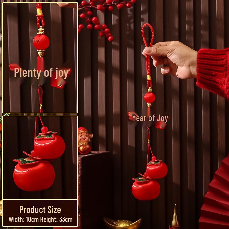 Year of the Horse New Year's Silk Thread Lantern Pendant with Fu Character & Persimmon String Decoration