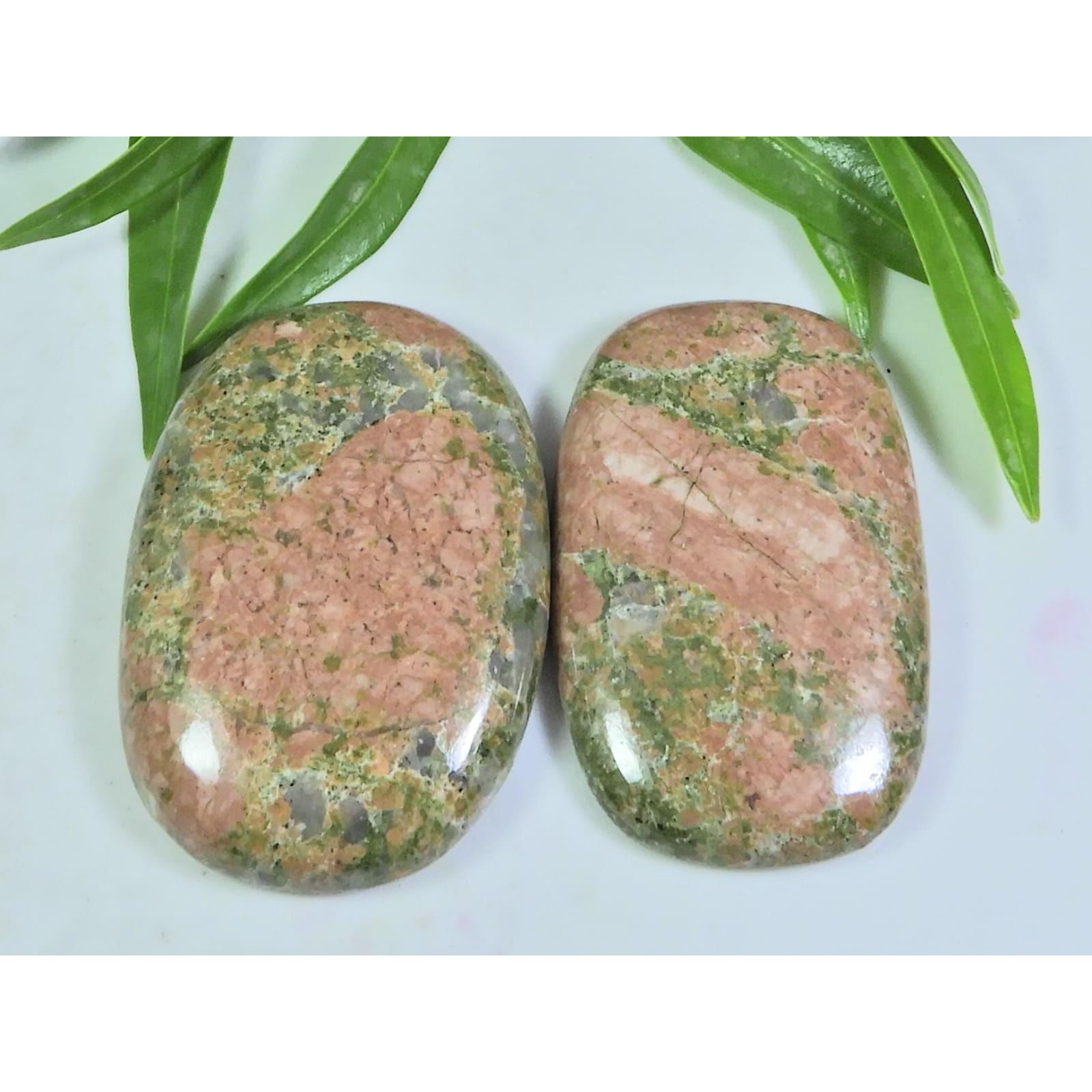 

145Cts. 2 шт. Натуральный унакит кабошон-подушка Свободный драгоценный камень 25X39-28X41MM A-100