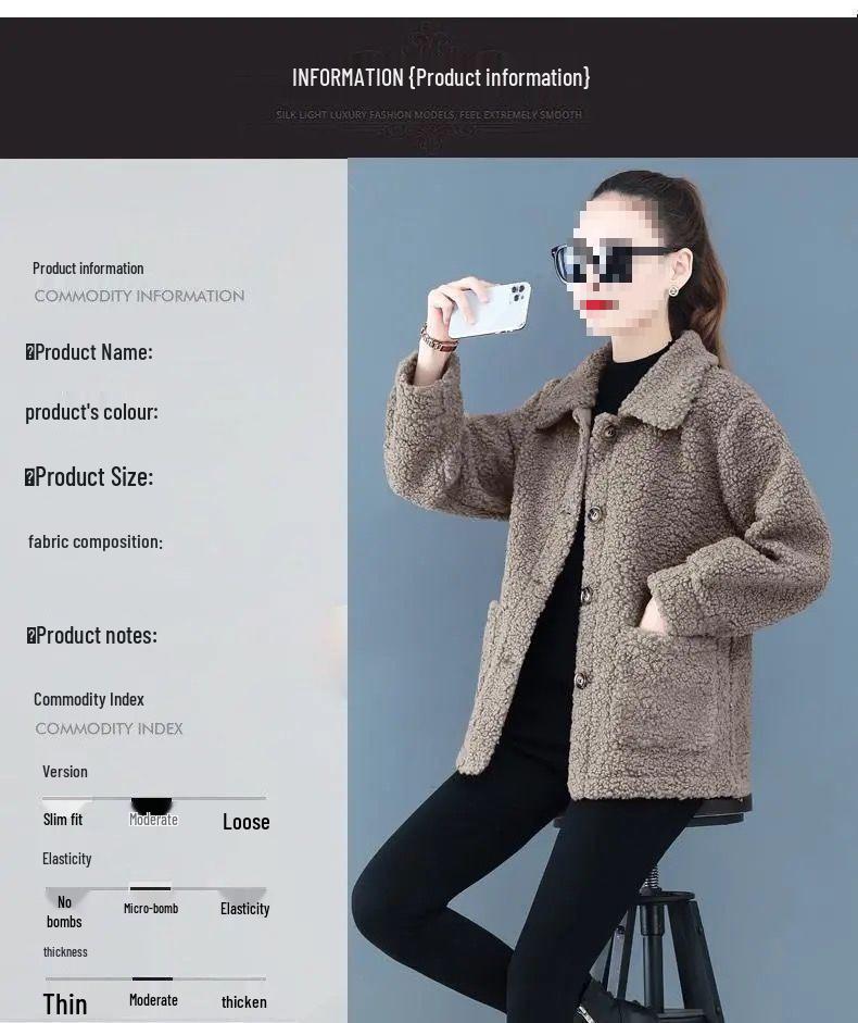 Damen Plus Size Lammwoll-Fleecejacke - Frühling/Herbst Lockerer Sitz Pelzoberteil