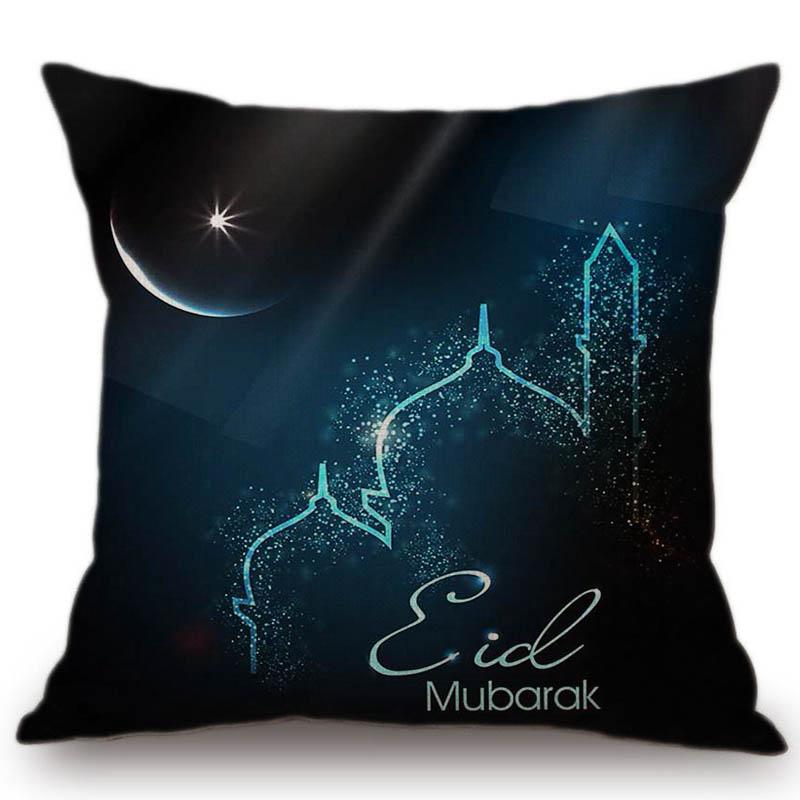 Eid Mubarak Pernă decorativă pentru casă pentru canapea Moscheea musulmană Semiluna Aurică Lună Nouă Scaun din bumbac lenjerie pernă pentru scaun 45x45cm
