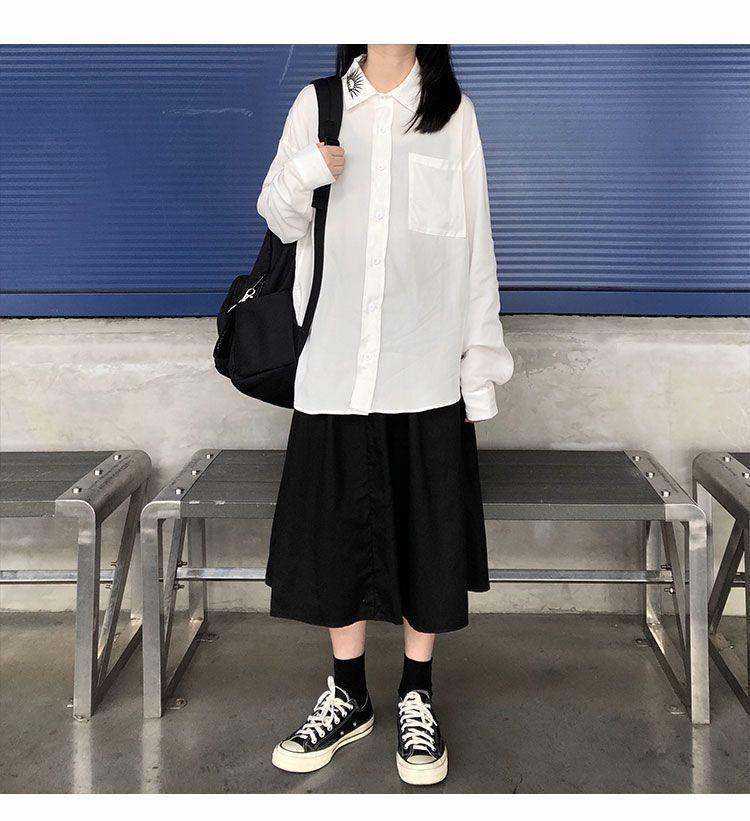 Japanischer A-Linien-Midi-Rock mit hoher Taille für Damen - Herbst Petite Schmeichelhaft Vielseitiges Design