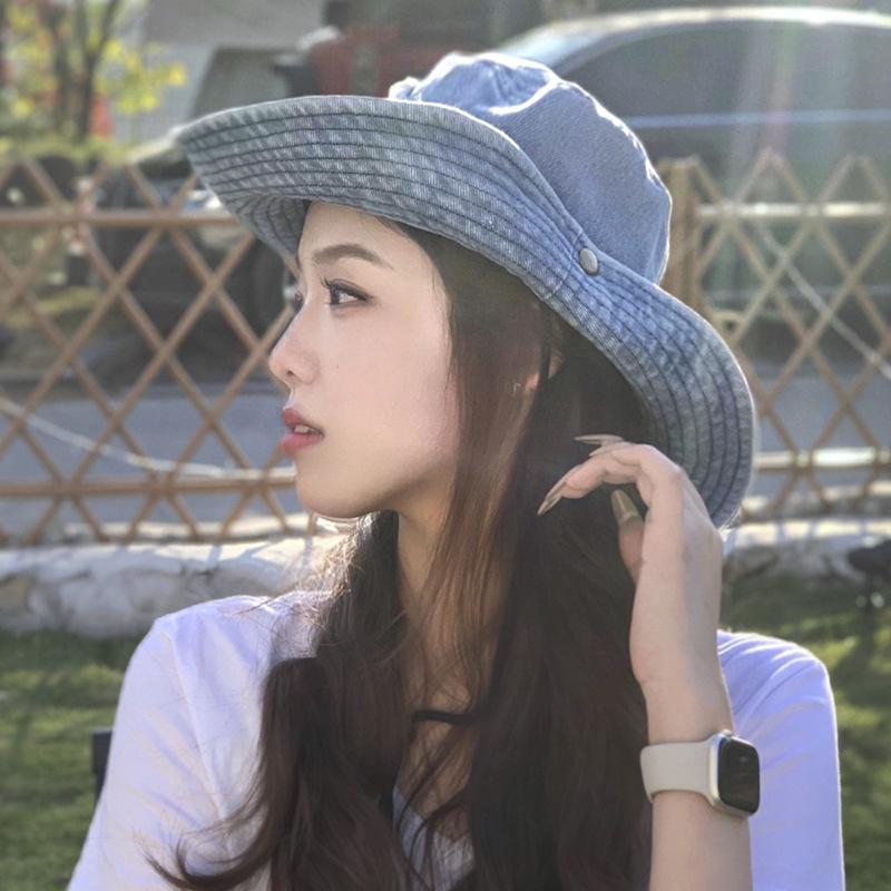

Универсальная шляпа в весенне-осеннем стиле, женская универсальная шляпа-панама, УФ-защитная шляпа от солнца с широкими полями, закрывающая лицо студентов M（56-58cm）
