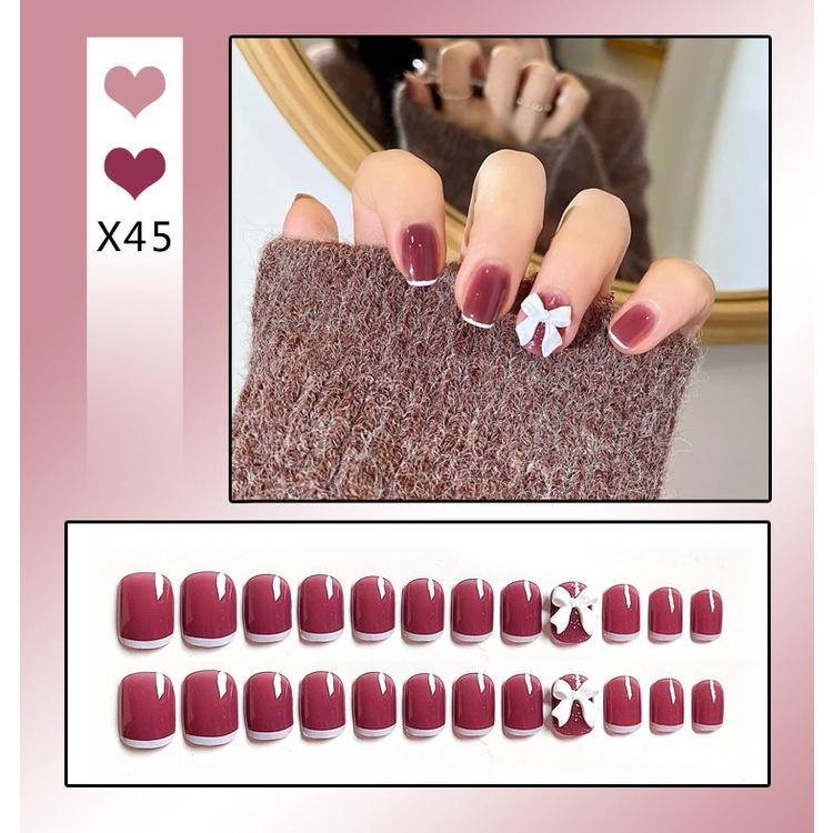 Fake Nails Short Art Nail Tips Press Stick On False with Designs Full Cover Artificial Pink Wearable Clear Tips Press On Nails Fake Nails Short