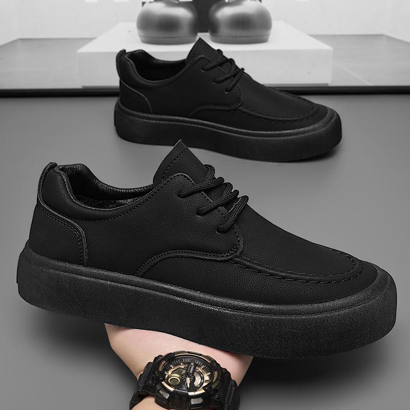 New Casual Shoes Fashion Versatile Lace-up Shoes Light Platform Leather Breathable Leather Shoes Fashion Trend Youth Board Shoes