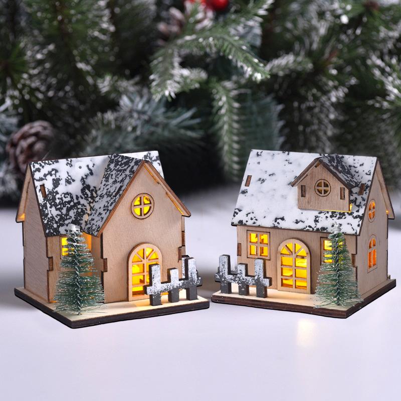Christmas Led House Decoration Micro-Landscape Santa Claus Craft Ornament Luminous Christmas Navidad Desktop Decor