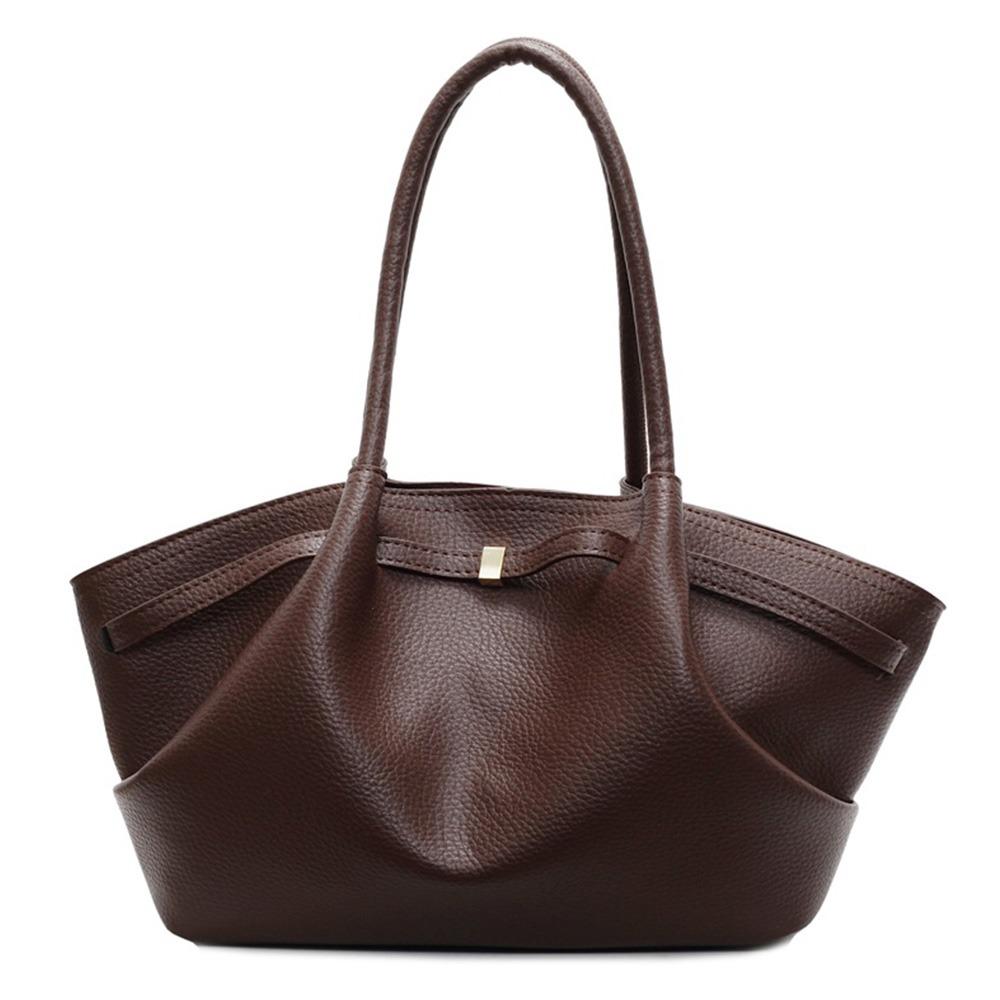 

Luxury Lychee Pattern Underarm Shoulder Bags PU Leather Large Capacity Women s Handbags Solid Color Tote Bag Travel кофейный