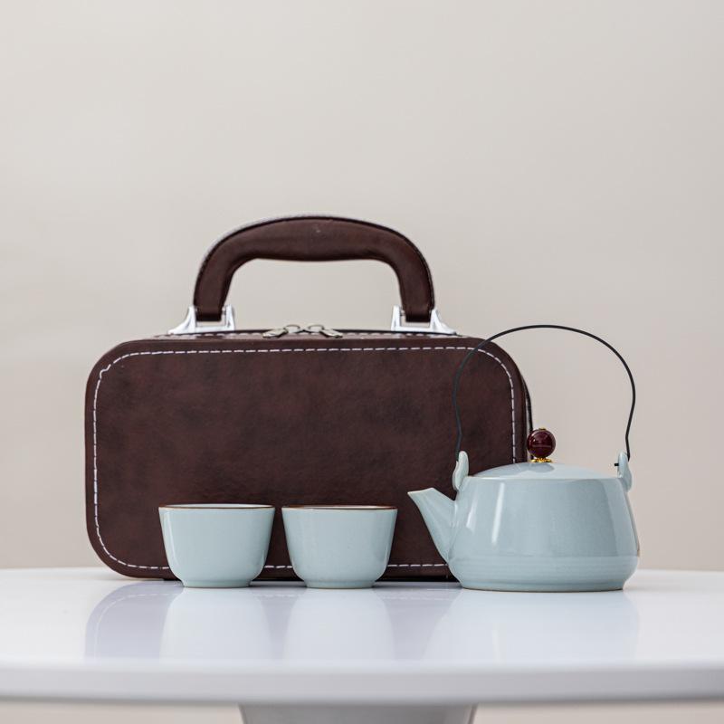 

Chinese Ceramic Portable Kung Fu Tea Set Travel Outdoor Household Teapot Tea Cup Teas Brewing Utensils Teaware Sets Gift Box New