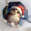 Owl and Snow Pattern, Automatic Folding Umbrella, Portable and Foldable Design, 8 Ribs, a Christmas or Birthday Gift.