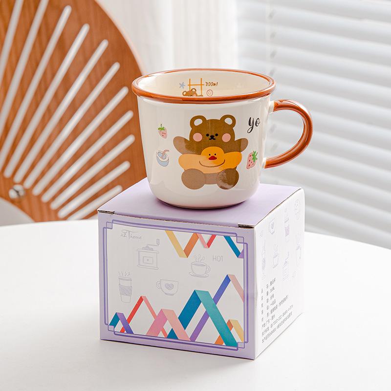 Comic Cartoon Animal Ceramic Large Capacity Breakfast Cup Household Mug Milk Cup Oatmeal Cup High Appearance