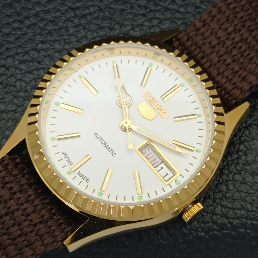 REFURBISHED VINTAGE SEIKO 5 AUTO 6309A JAPAN MENS WHITE DIAL WATCH a425915-2 RL620a-a425915
