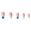 Glossy Pink False Nails with White Blue Tip Resin Material Zero Pressure On Nail Bed for Women and Girl Nail Salon