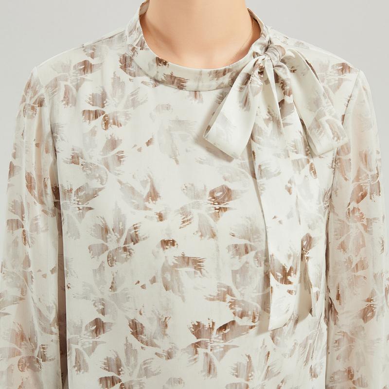 19mm Heavyweight Mulberry Silk Stand Collar Printed T-Shirt