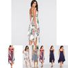 Fashion Summer Womens Sleeveless Vneck Dress With Irregular Printing And Strap Details