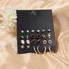 2024 European & American Fashion: Exaggerated Pearl & Crystal Butterfly Stud Earrings - 6 Pairs Set for Women