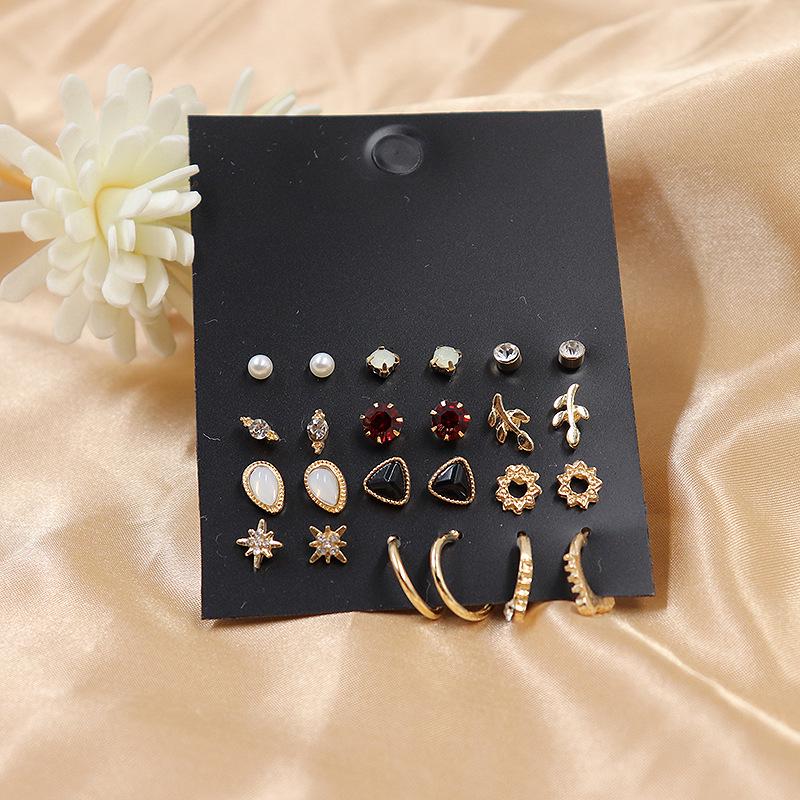 2024 European & American Fashion: Exaggerated Pearl & Crystal Butterfly Stud Earrings - 6 Pairs Set for Women