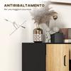 Modern Storage Sideboard with 3 Cabinets and 2 Drawers, Multipurpose Cabinet in Particle Board and Steel, 80x35x85 cm, Black and Wood
