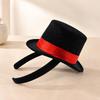 Fascia Mini Cappello con Bordino in Nastro e Corpo Cappello Nero in Tessuto Non Tessuto per Costumi da Festa e Look per Servizi Fotografici a Tema