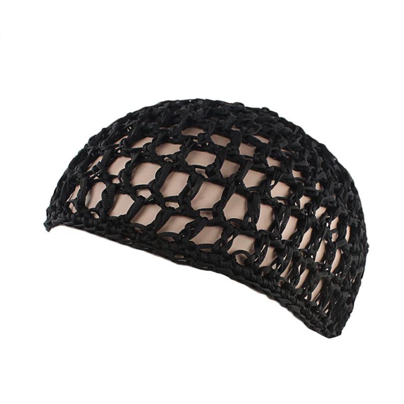 Women's Mesh Hair Net Black Wig Caps Handmade Crochet Cap Adjustable Strap Hair Net for Sleeping Turban Hat Chemo Hats