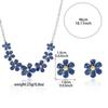 Zircon Blue Temperament Necklace and Earrings Set - European & American Style with Small Flower Design