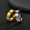 Simple 18K Gold Plated Ring Stainless Steel Smooth Couple Engagement Wedding Ring Waterproof Finger Jewelry Gift for Men Women