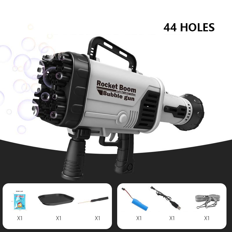 Hot Kids Gatling Bubble Gun Toy 64-Hole Charging Electric Automatic Bubble Machine Summer Outdoor Soap Water Children Toys