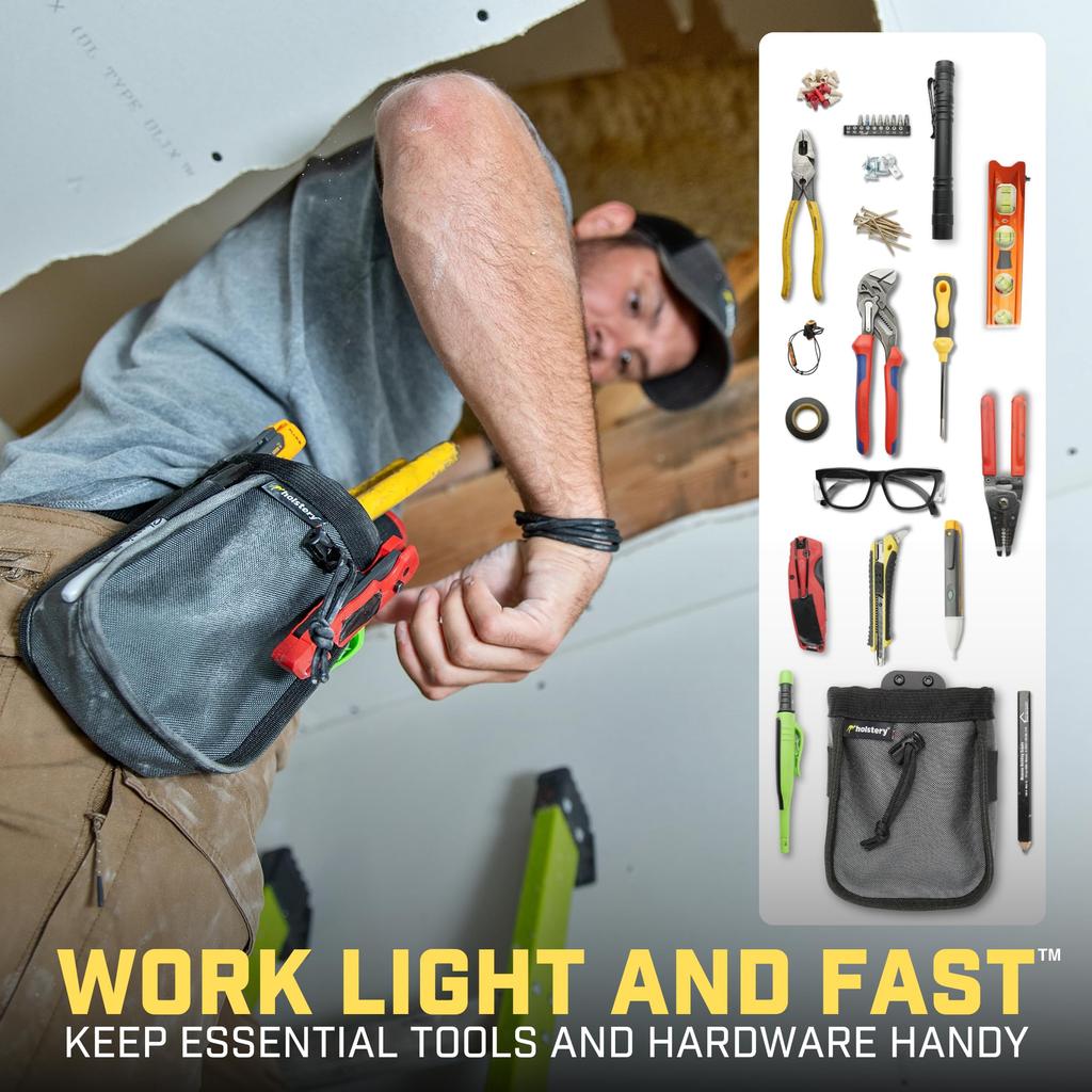 Big Joey Pouch Tool Belt Bag for and Nails Perfect for HVAC and Any Tradesman Clip-on Tools, Screws, - Electricians, Technicians, Plumbers,