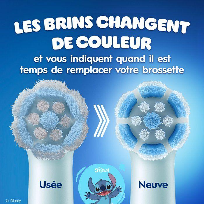 Pack de 3 brossettes Stitch - ORAL-B - iO Kids6+ - Pour enfant - Extra doux - Pour iO2 Kids - Disney - Dès 6 ans
