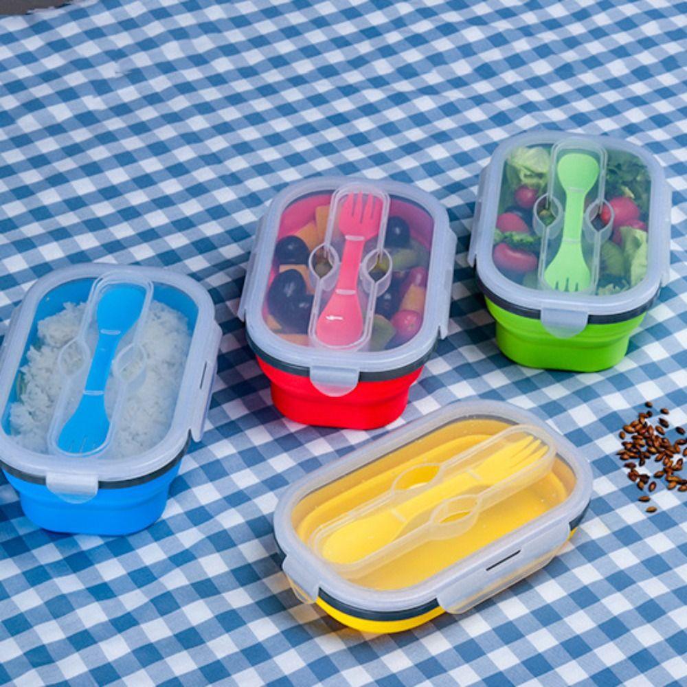 

Leakproof Food Storage Box 800ML Fresh-keeping Box Portable Collapsible Silicone Lunch Box Freezer синий