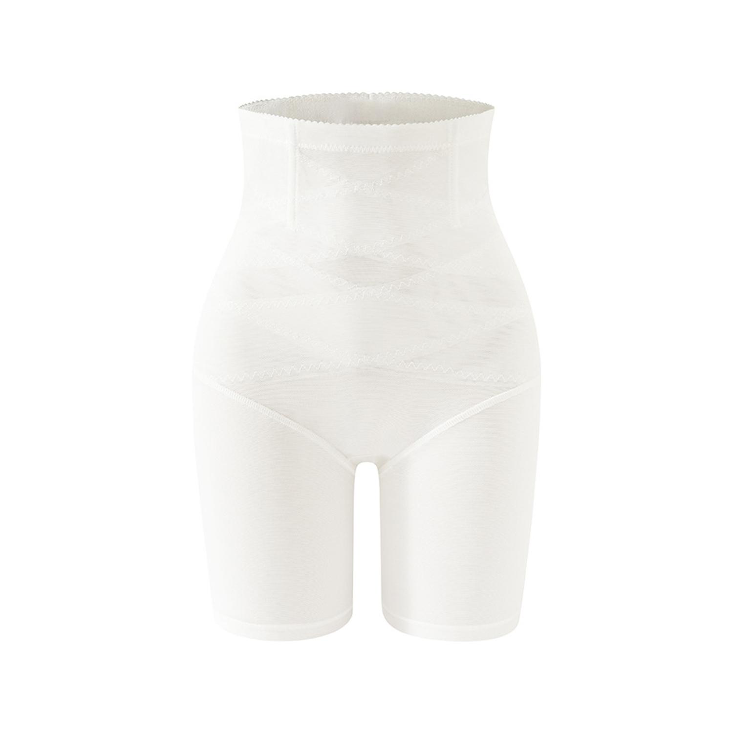 

Безшовні коригуючі шорти для жінок з високою талією, для контролю живота, підтягування сідниць, з дизайном на перехрещеній спині, стрункі труси-шорти L білий