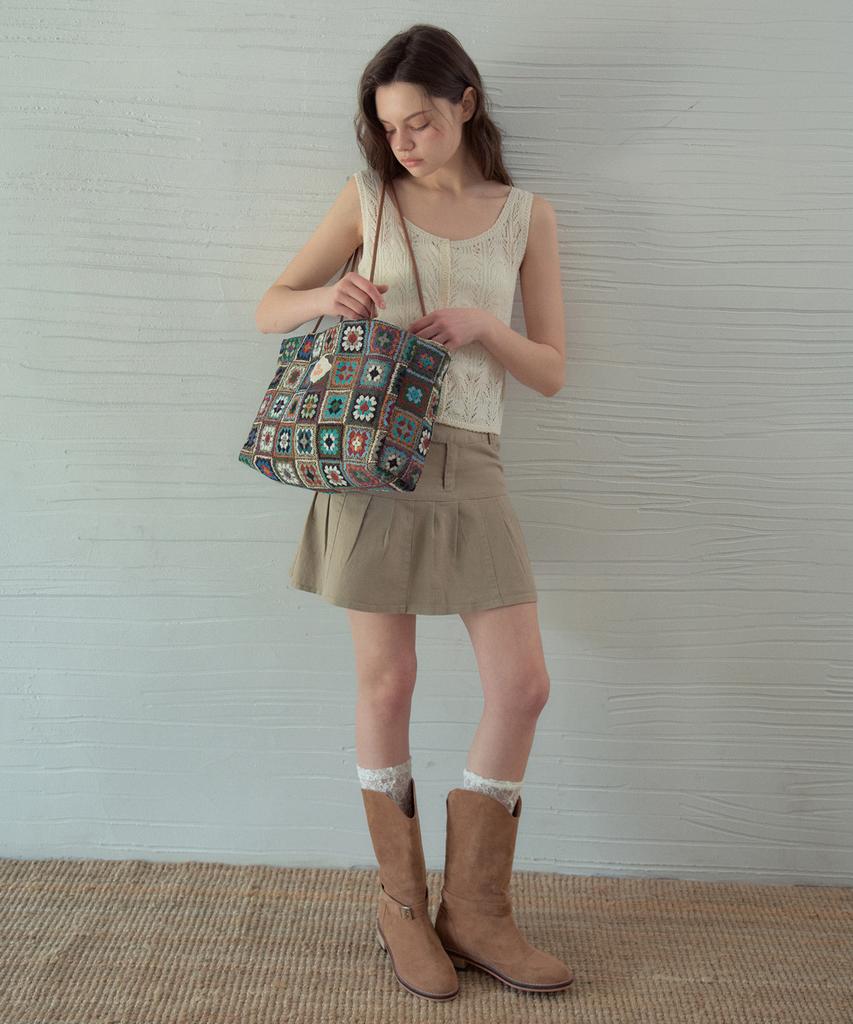 Aueonoseuteljia Twill Cotton Pintuck Skirt_Beige(Oc25-Sk01)