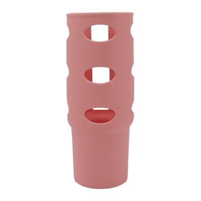 Cup Protector Sleeve Slip Resistant All Wrapped Detachable Silicone Water Cup Boot for 30oz Cups Pink