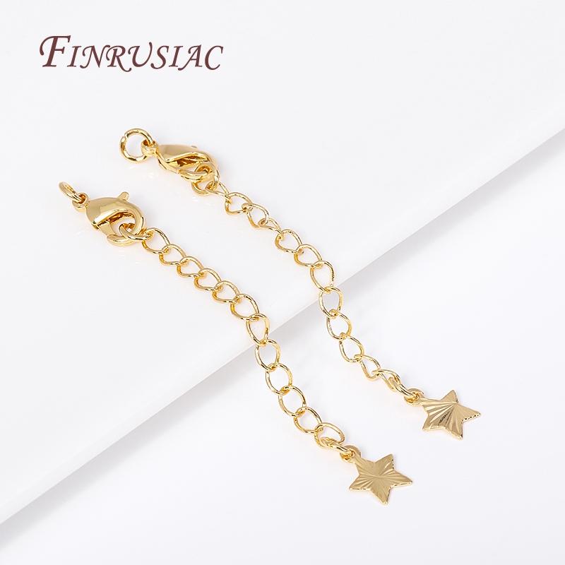 18K Gold Plated Star Heart Shape Necklaces End Extension Tail Chain with Lobster Clasps For DIY Bracelet Necklace Jewelry Making