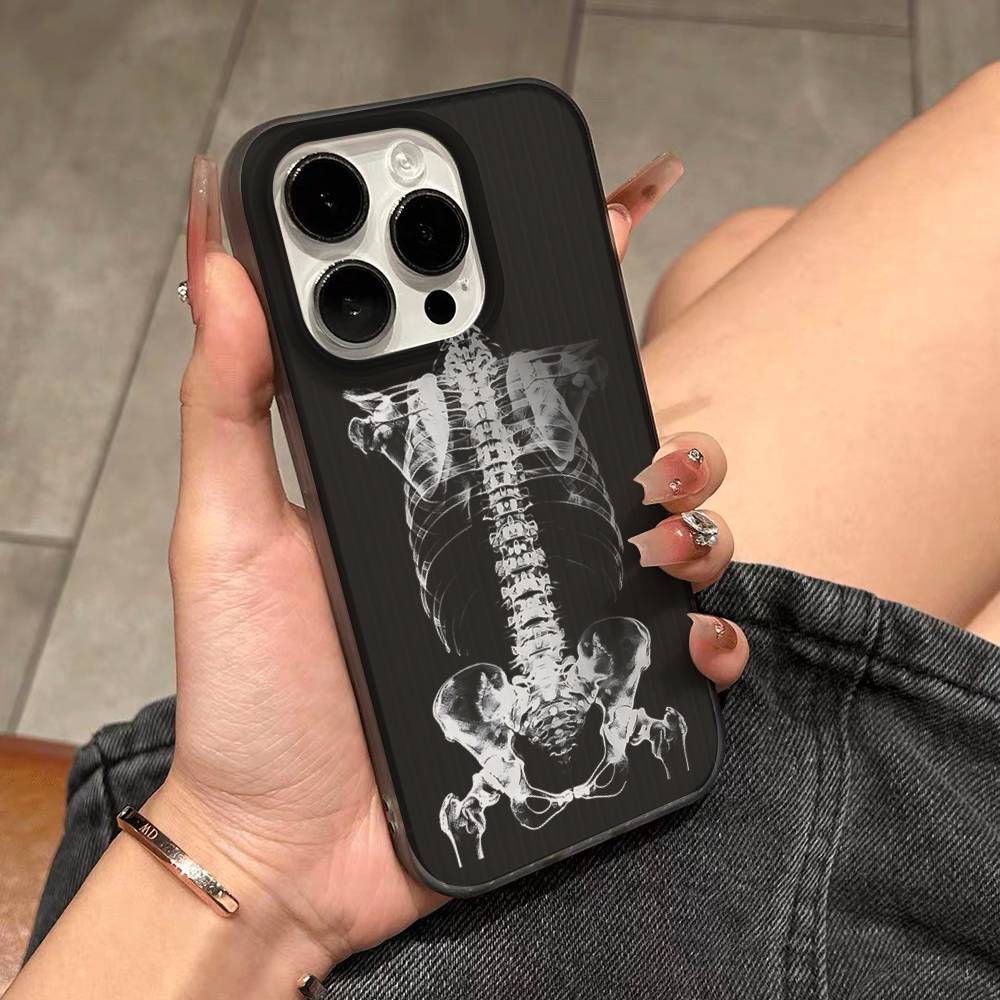 Radiological Human Organs Skeleton Phone Case For IPhone 17 16 15 11 12 13 14 Pro Max Soft Corrugated Silicone Cover Case