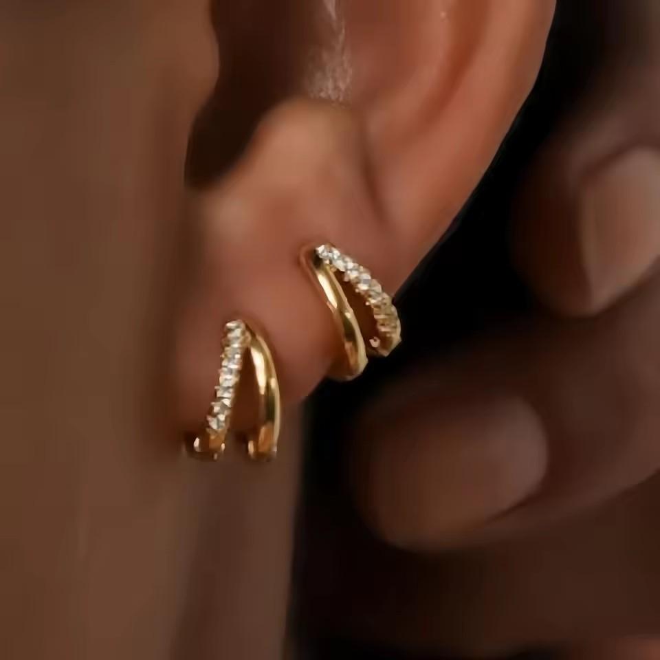 Fashionable Double Hoop Earrings With Diamonds For Women Elegant And Personalized Ear Rings