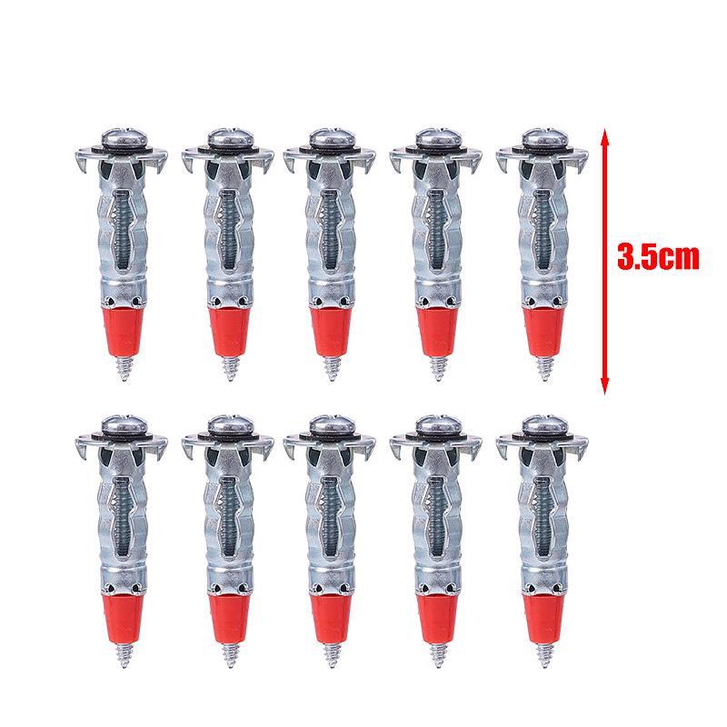 

10-50Pcs Galvanized Steel Driven Anchors Hollow Walls Red Pointed Expansion Rivets Woodworking Bolt Sets Cross Screws Fasteners 10PCS