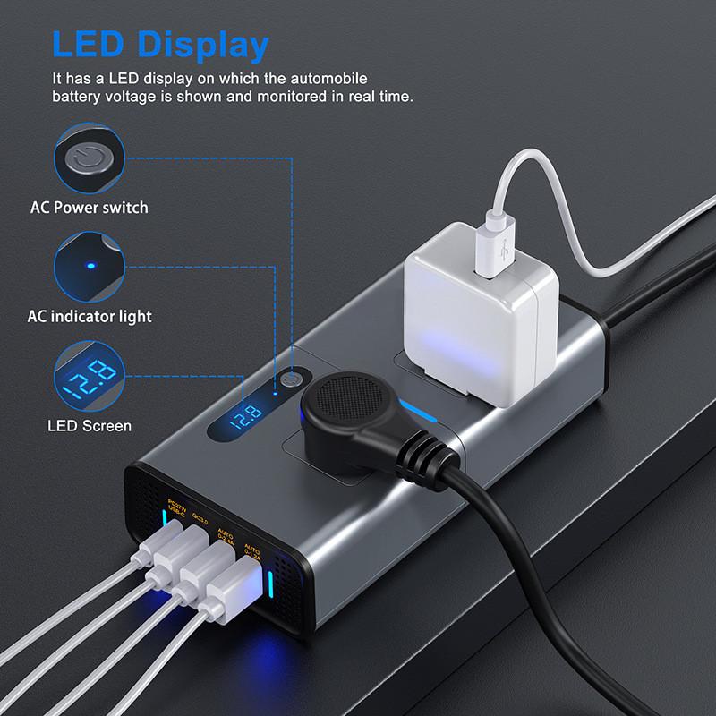 200W 12V/24V To 220V Power Converter PD Charging Fast Charging Car Socket Small Portable Car Inverter