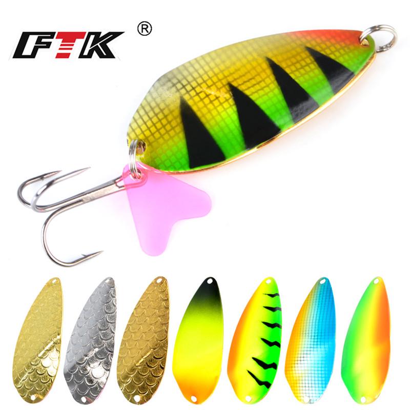 FTK 1PC 8 Colors Spoon Fishing Lure 25g/30g/35g With Treble Hook Bass CrankBait Spoon Crank Bait