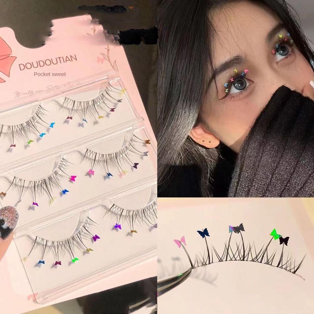 

Floret Colored False Eyelashes Love Heart Full Strip Lashes INS Fake Eye Lashes Women