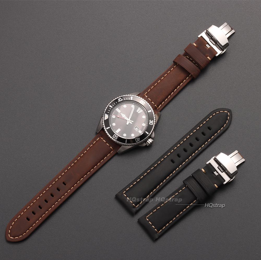 Cinturini per Orologi in Vera Pelle di Vitello con Fibbia a Farfalla 20mm 22mm 24mm 26mm Cinturino per Orologio Business Sostituzione Cinturino Orologio da Polso