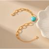 Heart Turquoise Design Handmade 18k Gold Plated Hollow Chain Bracelet For Women