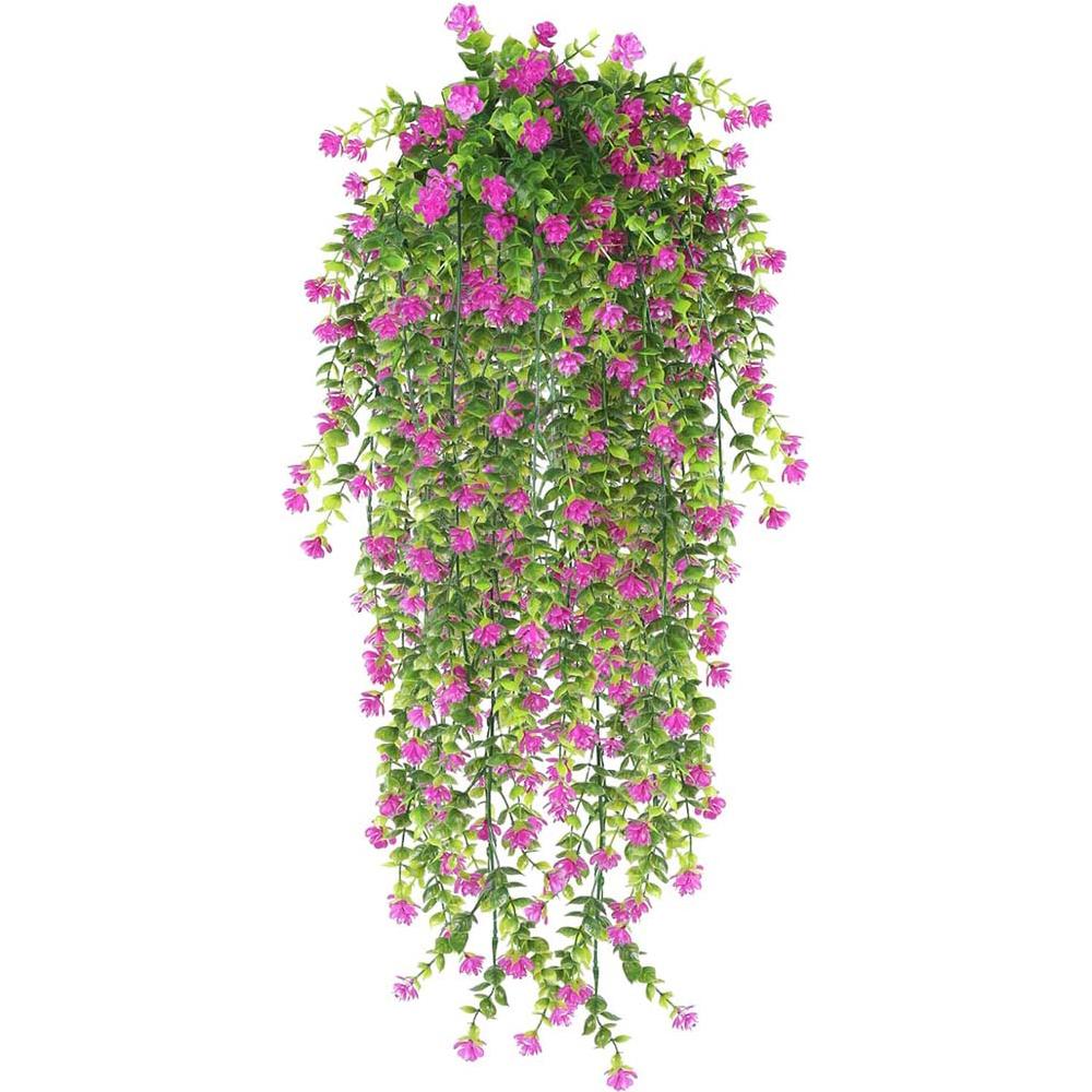 2Pcs Artificial Hanging Flowers,UV-Resistant Fake Hanging Plants Flower Bouquet Hanging Vine Plants Drooping Plants