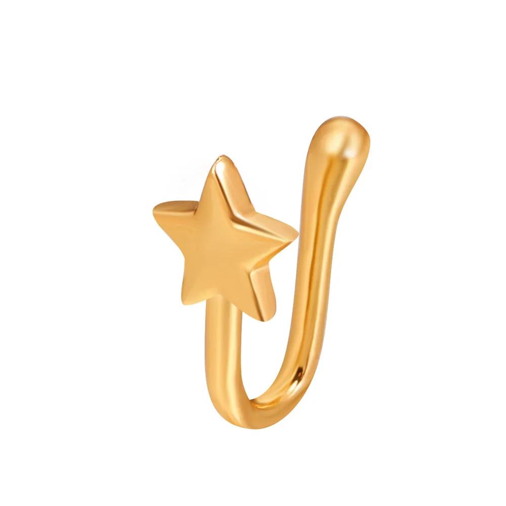 Fashion Nose Ring Charm Crystal Butterfly Pentagram Nose Ring Women Fake Piercing Clip on Nose Ear Rings Body Jewelry
