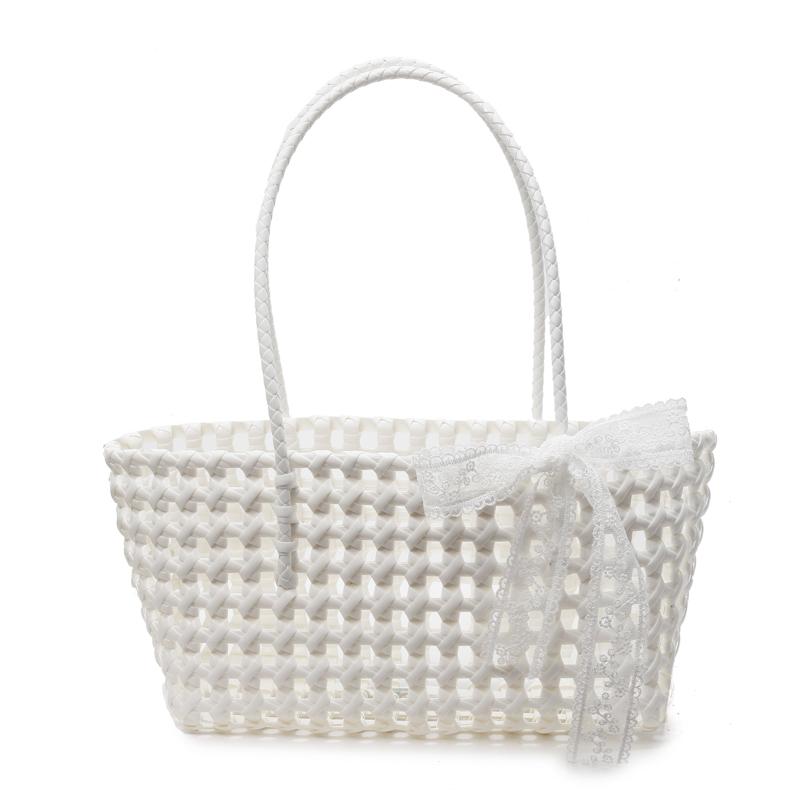 2025 Summer Essential New PVC Woven Square Shoulder Bags Large Capacity Solid Hollow Out Exquisite Casual Handbags for Women