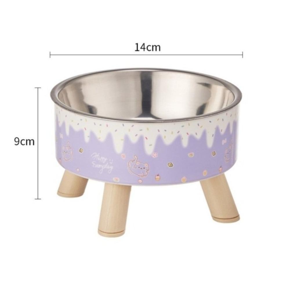 2-layer New 5.5inch Pet Food Bowl Neck Protector Stainless Steel Cat Feeding Bowl Heightened Anti-slip High-foot Bowl Cat Dog